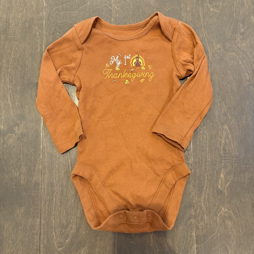 Bundles Baby Place My 1st Thanksgiving Bodysuit 3-6M Brown 100% Organic Cotton‎